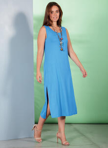 ABITO DONNA ESSENTIAL GIRO CON SPALLA LARGA E SPACCHI 