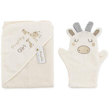 ACCAPPATOIO NEONATO TRIANGOLO RICAMATO+GUANTO SPUGNA 