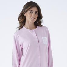 CAMICIA DA NOTTE DONNA MANICA LUNGA APERTA JERSEY IN SCATOLA 