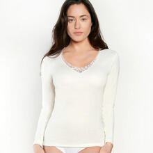 CAMICIOLA DONNA MANICA LUNGA LANA COTONE 