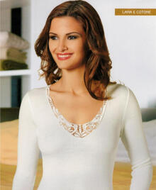 CAMICIOLA DONNA MANICA LUNGA LANA COTONE 