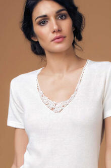 CAMICIOLA DONNA MEZZA MANICA LANA COTONE 