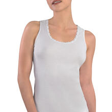 CAMICIOLA DONNA SPALLA LARGA PIZZO MACRAME  