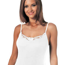 CAMICIOLA DONNA SPALLA STRETTA CON PIZZO MACRAME 
