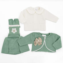 COMPLETO 3PZ SALOPETTE CON GONNA E SCALDACUORE 