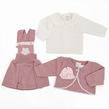 COMPLETO 3PZ SALOPETTE CON GONNA E SCALDACUORE 