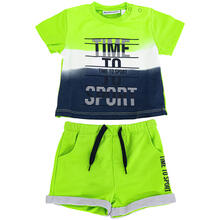 COMPLETO CORTO NEONATO CON PANTALONE IN TESSUTO 