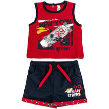 COMPLETO CORTO NEONATO CON PANTALONE IN TESSUTO 