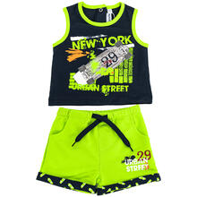 COMPLETO CORTO NEONATO CON PANTALONE IN TESSUTO 