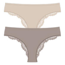 CONFEZIONE 2 PEZZI  BRASILIANO IN PIZZO 2 COLORI ASSORTITI 