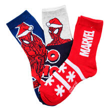 CONFEZIONE DA 3 PZ CALZINO SPIDERMAN ROSSO NATALE 