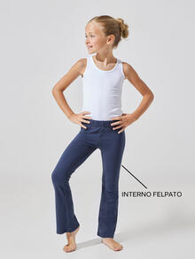 LEGGINGS BIMBA IN COTONE FELPATO CON ZAMPETTA 