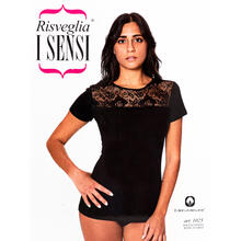 MAGLIA DONNA MEZZA MANICA CON CARRE  IN PIZZO 