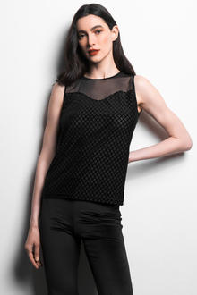 MAGLIA DONNA SMANICATA CON INSERTI DI VELLUTO 