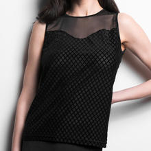 MAGLIA DONNA SMANICATA CON INSERTI DI VELLUTO 