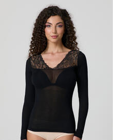 MAGLIA MANICA LUNGA CON PIZZO IN CASHMERE 