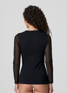 MAGLIA MANICA LUNGA CON TULLE E POIS 