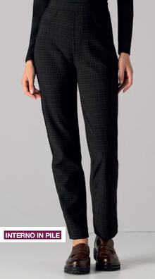 PANTALONE PILE VITA ALTA CON TASCHE DECORATIVE SCOZZESINO 