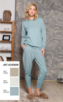 PIGIAMA DONNA MANICA LUNGA CON CAPPUCCIO 