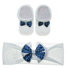 SCARPETTA + FASCETTA NEONATA IN FILO DI COTONE 