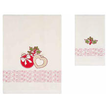 SET 1+1 ASCIUGAMANI SPUGNA SCATOLA NATALE RICAMATE 