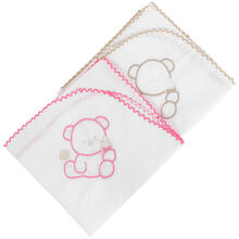 SET 3 QUADRATI DI MUSSOLA IN PERCALLE 100% COTONE 