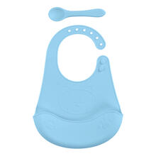 SET BAVETTA CON CUCCHIAINO IN SILICONE 