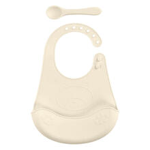 SET BAVETTA CON CUCCHIAINO IN SILICONE 