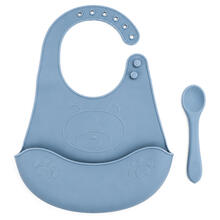 SET BAVETTA+CUCCHIAIO IN SILICONE 