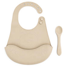 SET BAVETTA+CUCCHIAIO IN SILICONE 