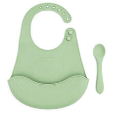 SET BAVETTA+CUCCHIAIO IN SILICONE 