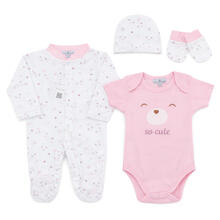 SET CORREDINO PRIMA NASCITA 4 PEZZI IN COTONE 