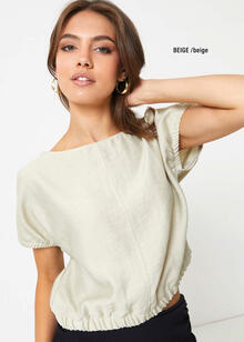 T-SHIRT DONNA A MAGLIA CON GIRO SCESO MISTO LINO 