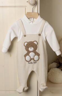 TUTINA NEONATO IN CINIGLIA FINTA SALOPETTE 