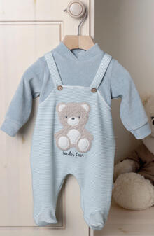 TUTINA NEONATO IN CINIGLIA FINTA SALOPETTE 