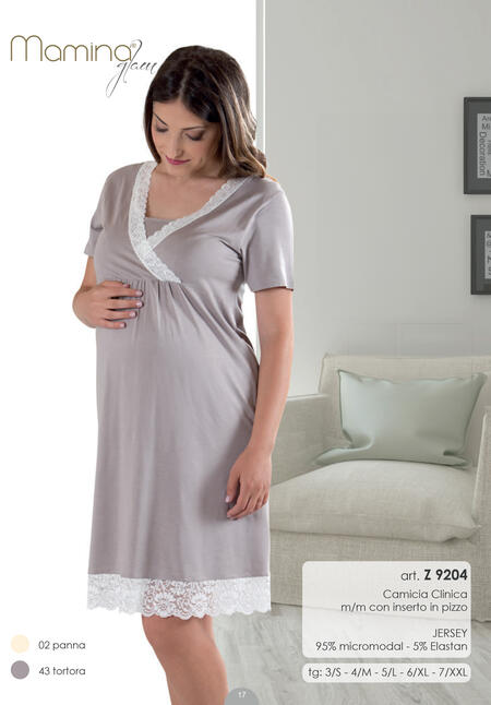 camicia-da-notte-mezza-manica-premaman-con-bordino-di-pizzo