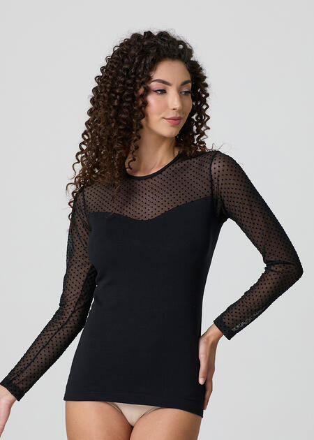 maglia-manica-lunga-con-tulle-e-pois