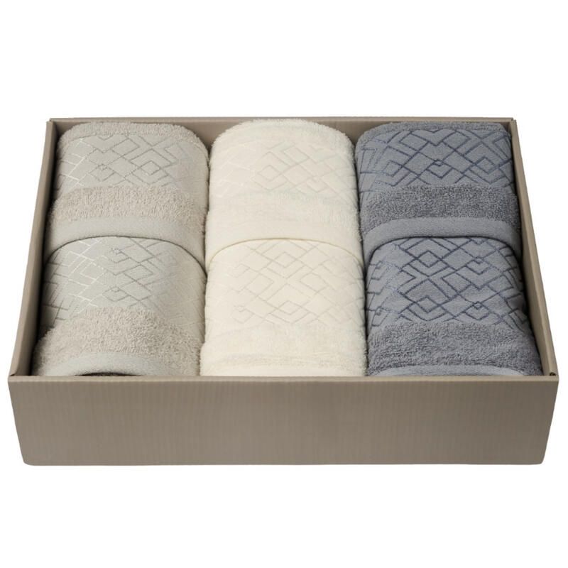 ASCIUGAMANI 3+3 IN SCATOLA SPUGNA 450 GRAMMI MQ BuyBuy24 Abbilgiamento e Biancheria