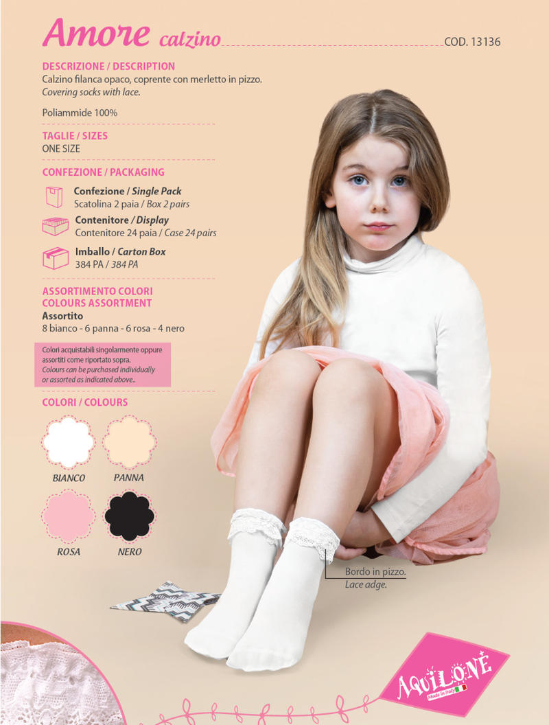 CALZINO BIMBA FILANCA CON MERLETTO BuyBuy24 Abbilgiamento e Biancheria