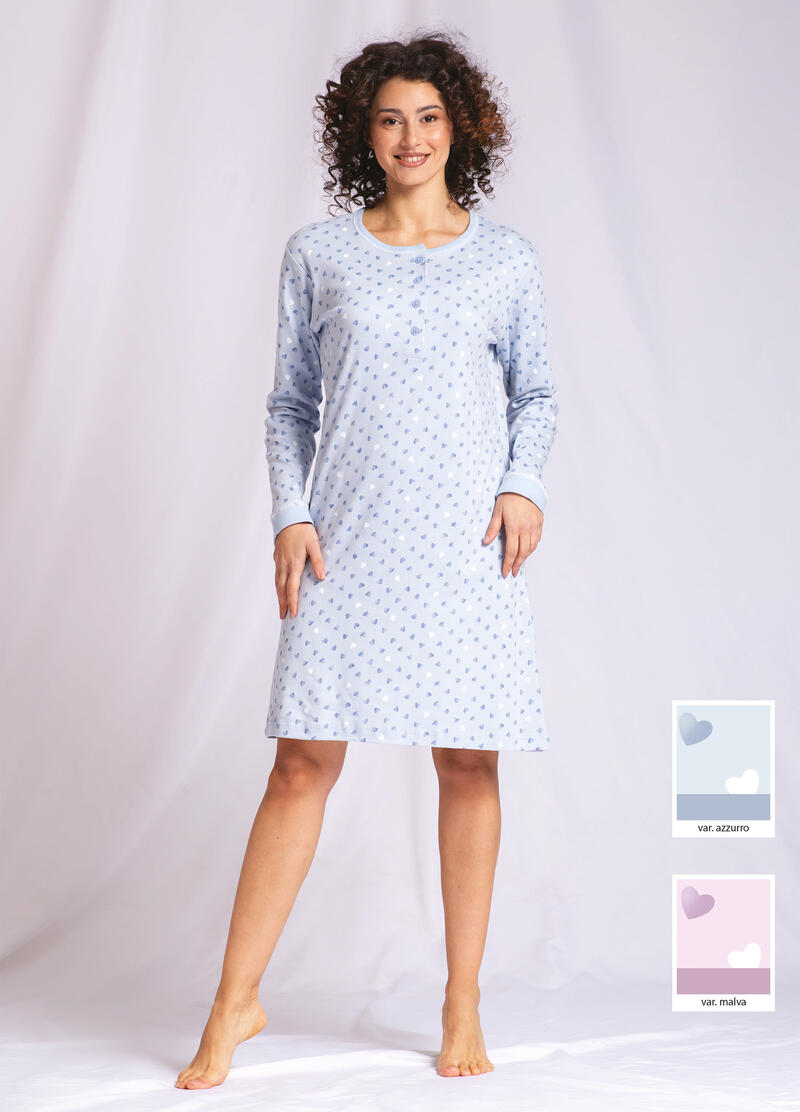 CAMICIA DA NOTTE DONNA MANICA LUNGA INTERLOCK BuyBuy24 Abbilgiamento e Biancheria