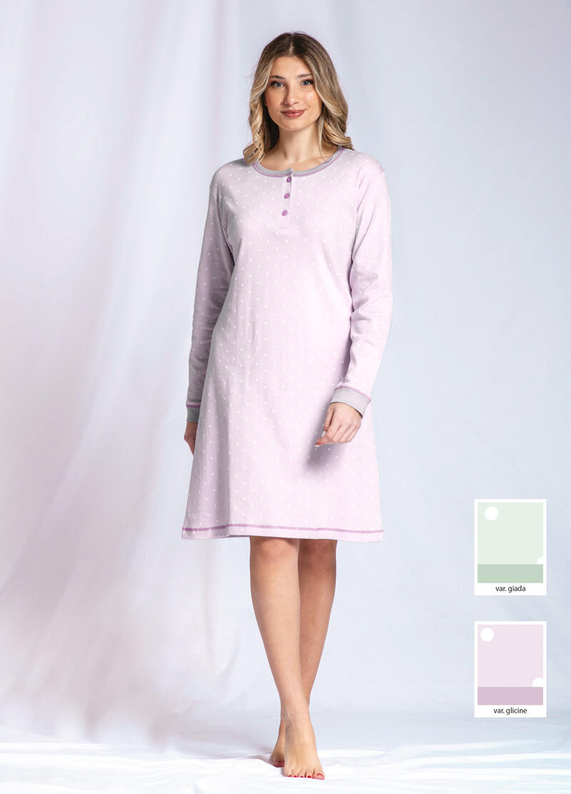 CAMICIA DA NOTTE DONNA MANICA LUNGA INTERLOCK BuyBuy24 Abbilgiamento e Biancheria
