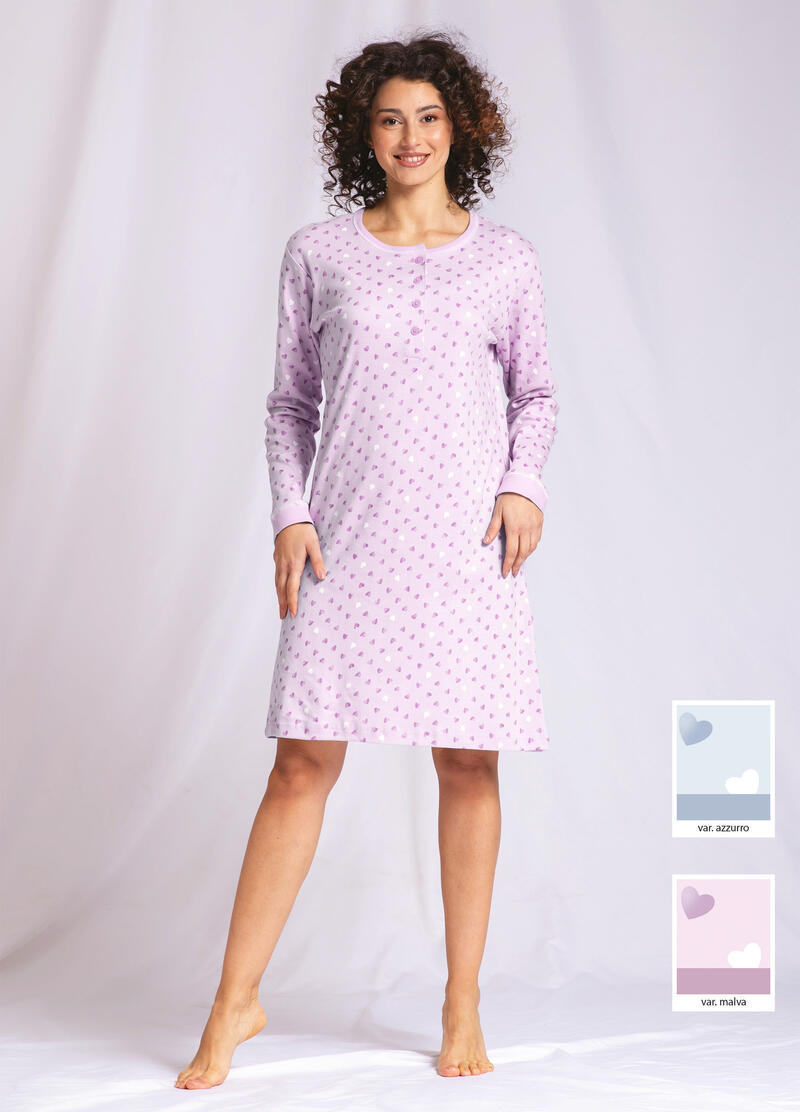 CAMICIA DA NOTTE DONNA MANICA LUNGA INTERLOCK BuyBuy24 Abbilgiamento e Biancheria