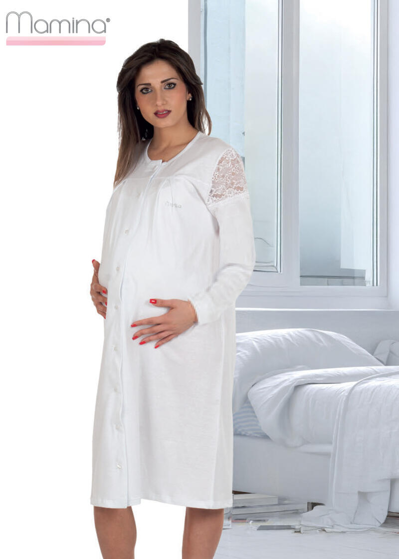 CAMICIA DA NOTTE PREMAMAN MANICA LUNGA COTONE BuyBuy24 Abbilgiamento e Biancheria