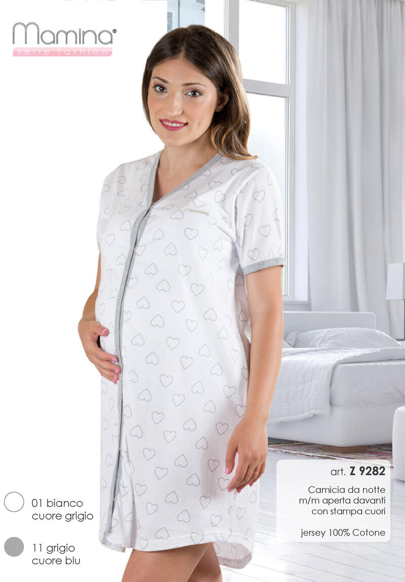 CAMICIA DA NOTTE PREMAMAN MEZZA MANICA COTONE BuyBuy24 Abbilgiamento e Biancheria