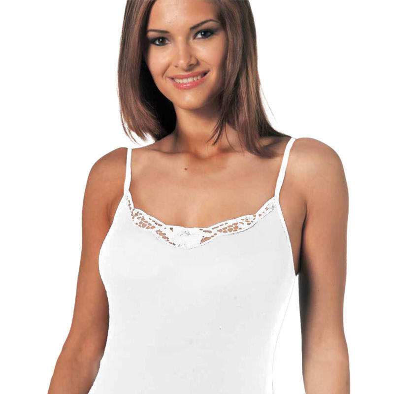CAMICIOLA DONNA SPALLA STRETTA CON PIZZO MACRAME BuyBuy24 Abbilgiamento e Biancheria