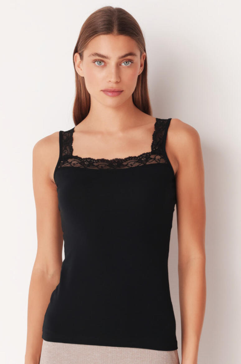 CANOTTA SPALLA LARGA PIZZO COTONE ELASTICIZZATO BuyBuy24 Abbilgiamento e Biancheria