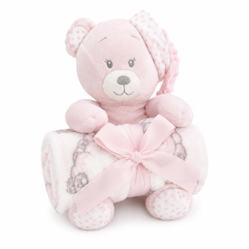 CONFEZIONE REGALO NEONATO COPERTA + PELUCHE BuyBuy24 Abbilgiamento e Biancheria