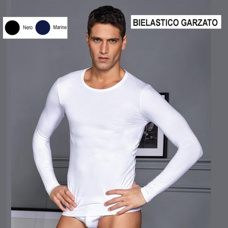 MAGLIA UOMO MANICA LUNGA BIELASTICO GARZATO BuyBuy24 Abbilgiamento e Biancheria