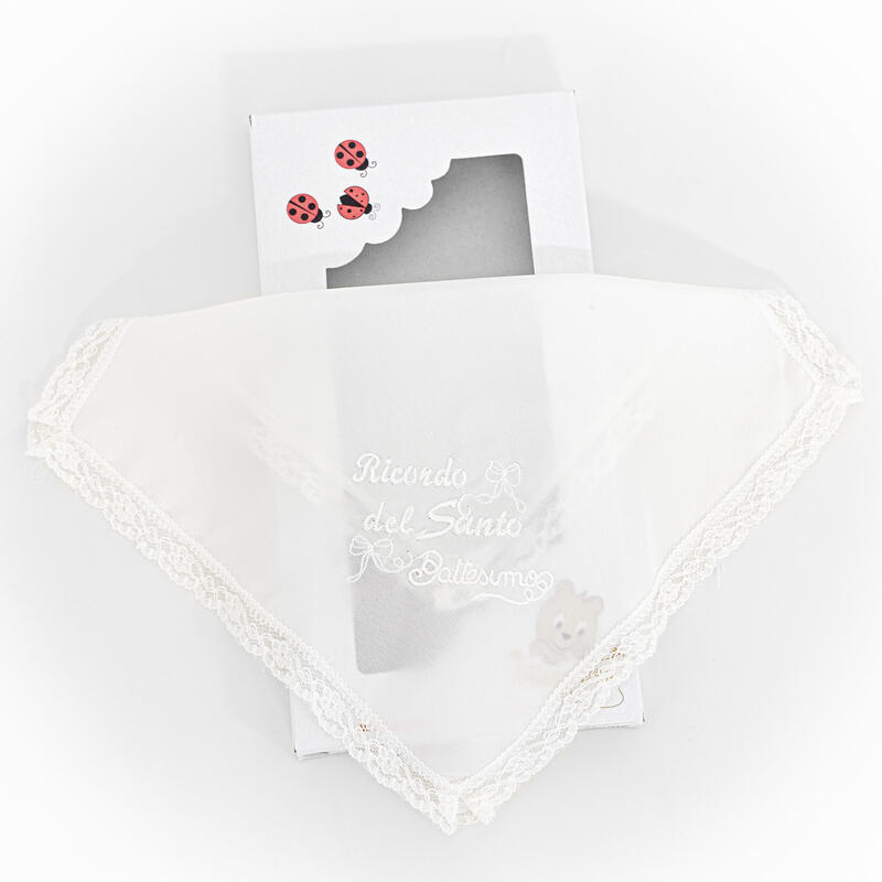 FAZZOLETTO BATTESIMO IN SETA CON MERLETTO BuyBuy24 Abbilgiamento e Biancheria