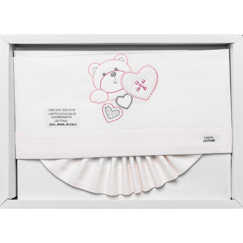 LENZUOLO 3 PZ LETTINO 120X180 RICAMATO COTONE BuyBuy24 Abbilgiamento e Biancheria